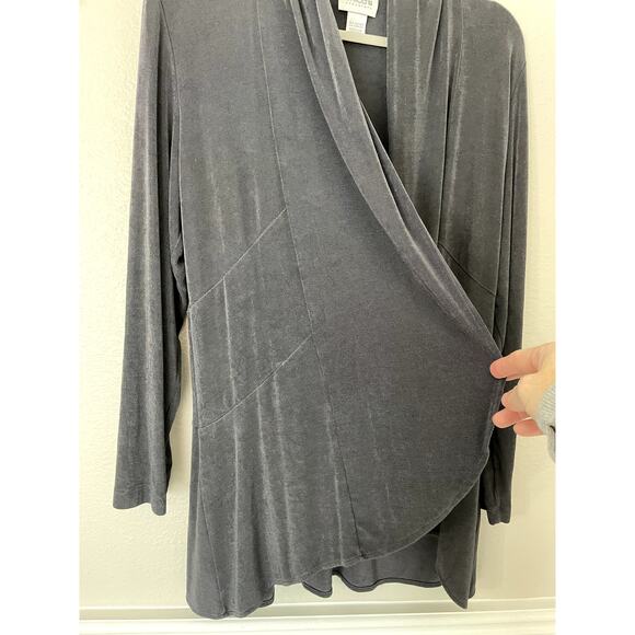 Chico's Travelers Gray Wrinkle Free Long Sleeve Open Front Cardigan Size Large - Picture 3 of 5